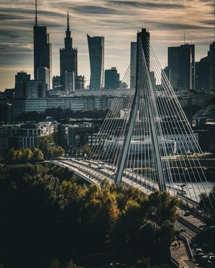 Panorama Warszawy i Most Świętokrzyski